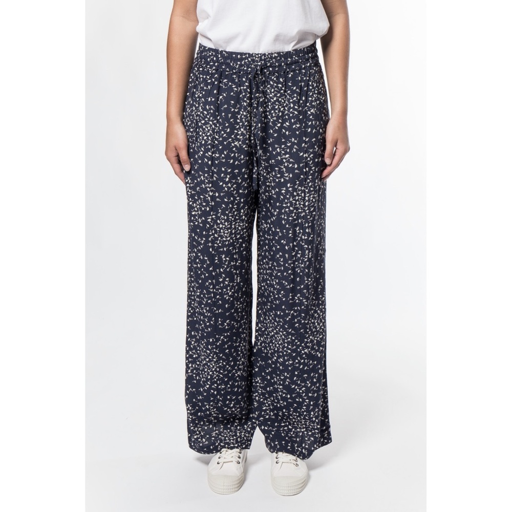 GANNI Barra Floral-Print Crepe Wide-Leg Pants